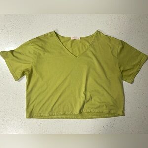 ROMWE Lime Green V-Neck Crop Top